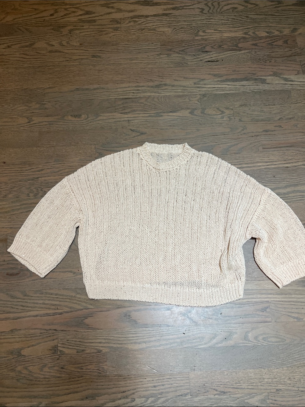Peserico SpA Italian knit Sweater in Soft Cream with gold sequins.